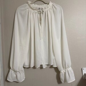Madewell Cream Blouse with Ruffled Sleeves